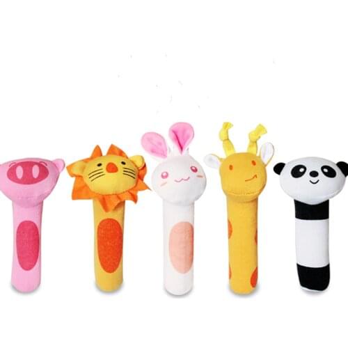 Baby Rattle Mobiles Animal Tiger Rabbit Panda BB Whistle Stick Infant Plush Handbell Toddler Baby Bed Toy Training Toy