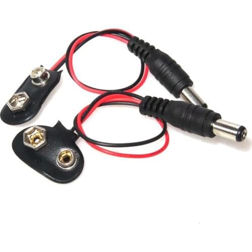 T-type I-type 9V Battery Button with 5.5*2.1mm DC Power Plug Battery Holder Snap Connector with 10cm/15cm Cable Wire Lead Cord