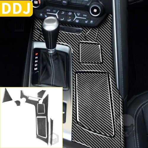 For Chevrolet Corvette C7 2014-2019 Central Console Panel Cover Set Cupholder Trim Carbon Fiber Sticker Interior Car Accessories