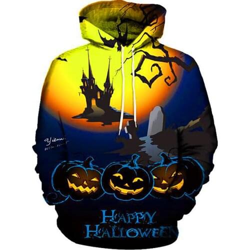 Mens Halloween Hoodies Winter Thicken Long Sleeve Sweatshirts Top Evil Halloween Printed Sweater Basic O-neck Pullover Moletom