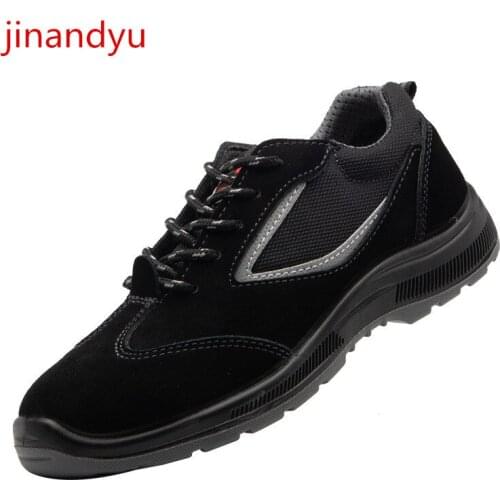 Mens Safety Shoes Steel Toe Work Boots Anti-smashing Anti-stab Construction Breathable Welding Shoes Indestructible Shoes