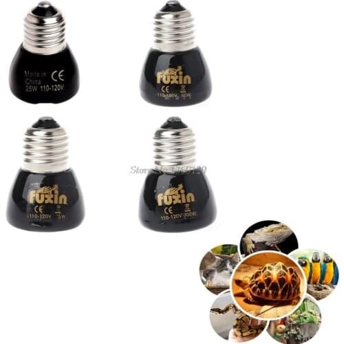 25W 50W 75W 100W E27 Pet Heating Lamp Black Infrared Ceramic Emitter Heat Light Bulb Pet Brooder Chickens Reptile Lamp 110-120 V