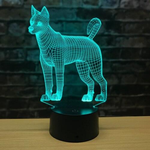 Dog Husky 3d Night Lamp Touch Remote Control Charging Usb Led Night Light Seven color Atmosphere 3d Table Lamp