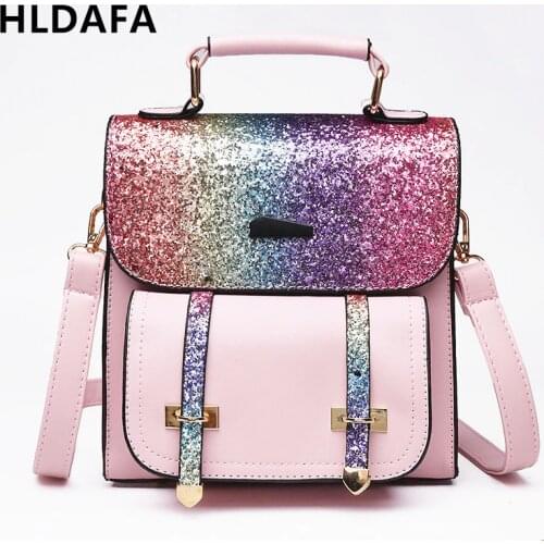 2020 New Famous Design Casual Sequins Double Shoulder Bags Zipper Student Girl Ladies Bag Simple Preppy College Style Backpack