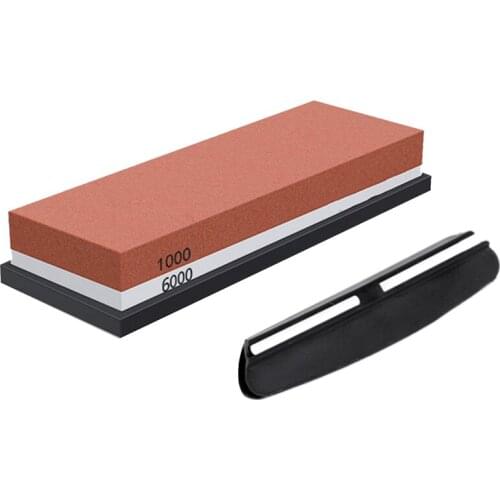 New Sharpening Stone,Whetstone Grit 1000/6000,2 in 1 Pair-Sided Knife Sharpener with Non-Slip Silicone Base & Angle Guide