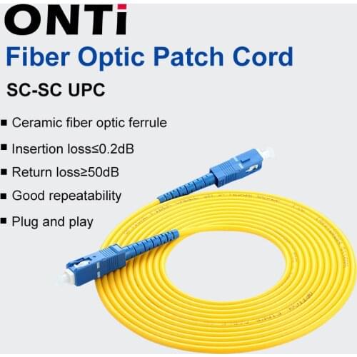 ONTi SC UPC TO SC UPC Fiber Patch Cable 1M 3M 5M 10M 20M 30M SX 2.0mm 3.0mm FTTH Fiber Patch Cables SM Optical Jumper Pigtail