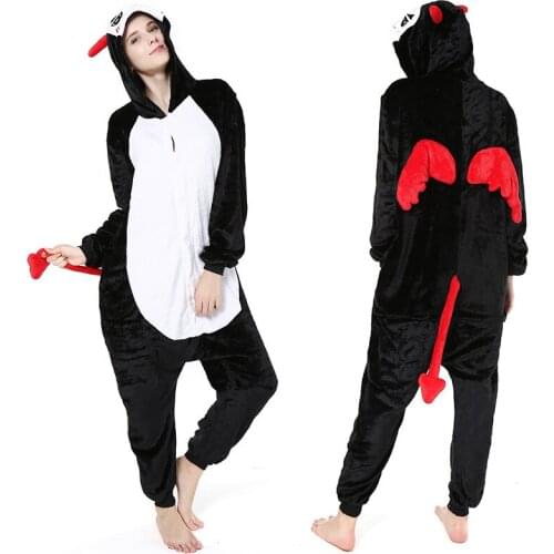 Christmas Adult Demon Kigurumis Cosplay Hooded One Piece Pajamas Onesis Costume Flannel Clothing XL