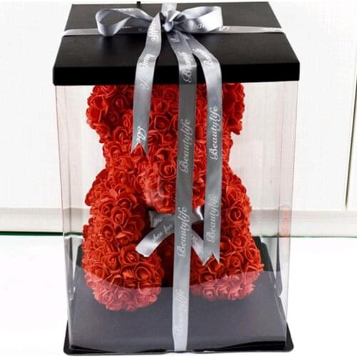 Valentines Day Gift 25CM Rose Bear Flower Doll Creative Eternal Flower Artificial Decoration for Birthday Party Wedding