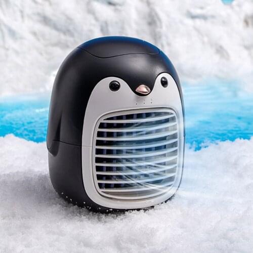 Penguin Air Conditioning Fan Mini Portable Air Cooling Fans USB Rechargeable Summer Home Silent Radiator Spray Handheld Fan