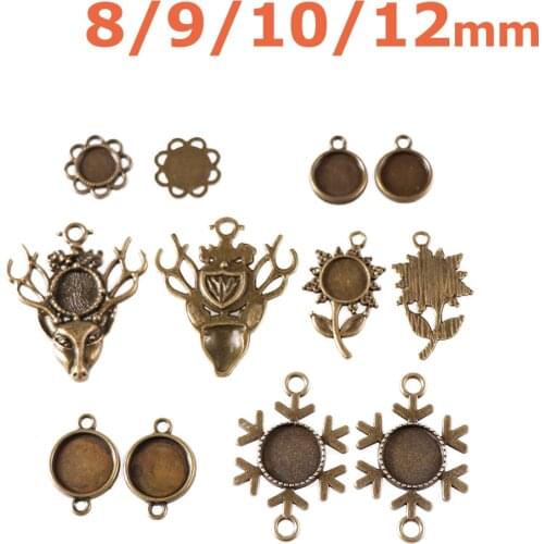 Variety Of Embossed Base Inlaid Bezel Antique Bronze Zinc Alloy Crafts Jewelry Accessories Pendant Jewelry Making