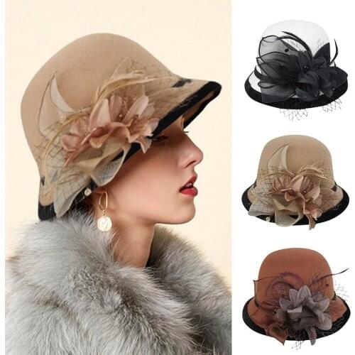 Elegant Lady Flower Sun Hat Women Wedding Tea Party Church Travel Cap Summer Organza Hat Clothing Accessory Vintage Warm #G2