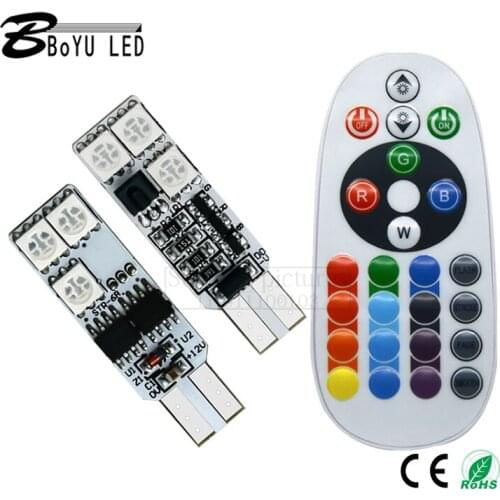 LED car headlight T10 RGB 5050 6SMD colorful with remote control burst flashing wide light atmosphere light