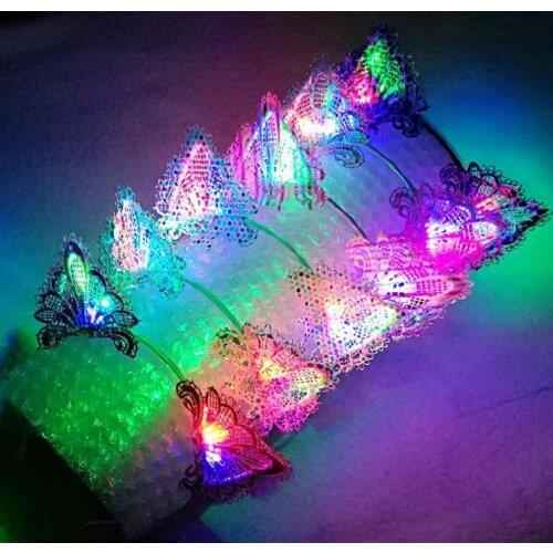 LED Glowing Cat Ear Headband Cosplay Costume Party Light up Kitty Hair Hoop Fancy Dress Flashing Blinky Hair Band