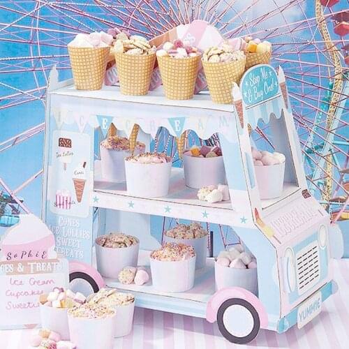 Ice Cream Van Stand Cars Display Stand Cupcakes Event & Party Disposable Birthday Decoration Cupcake Holder Sugarcrafts Display