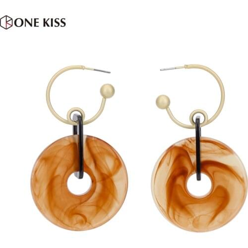 2019 New Design Round Circular Resin Dangle Earriung For Women Personality Multicolor Statement Hanging Earring Party Jewelry