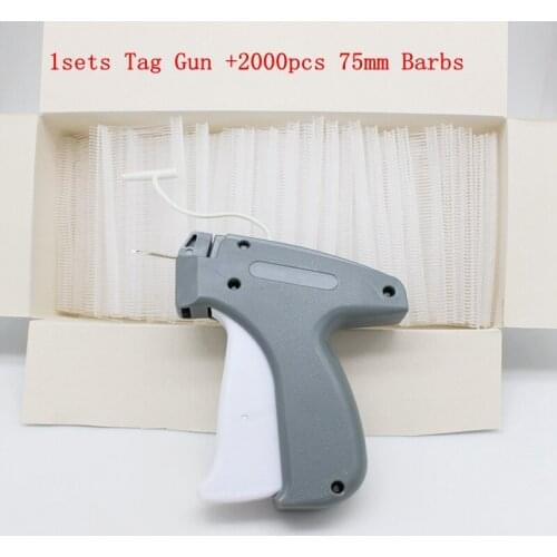 1sets Tag Gun +2000pcs 75mm Barbs Garment Price Label Tagging Clothes Tag Gun set barbs Plastic Price Label