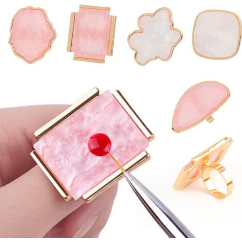 1pcs Agate Resin Stone Nail Art Palette Finger Ring Nail Color Gel Polish Mixing Display Practise Salon Manicure Tools JI1925