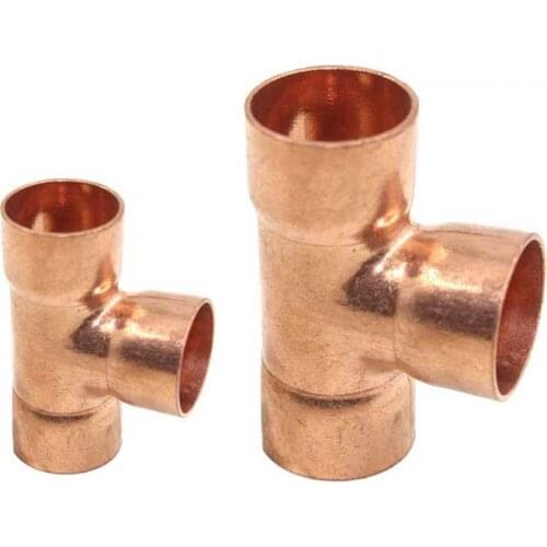 1PCS Multiple Red Copper End Feed Equal Tee 3 Way Pipe Fitting For Gas Water Oil