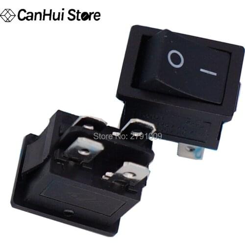 10PCS Ship Type Switch Black 15*21mm 4PIN ON-OFF Boat Rocker Switch 6A/250V 10A/125V LCD TV Power Switch 4 Contact Points 15x21