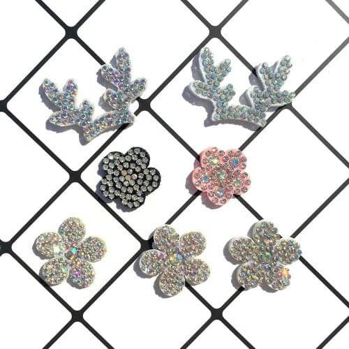 10Pcs Rhinestone Flower Elk Point Glitter Felt Pads AppliqueFabric Patches for Craft/Clothes DIY Scrapbooking Accessories