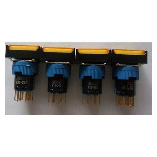 16MM Switch Automatic Reset Rectangle indicator 5A 220VAC DPDT (2a+2b With LED ) K16-292 DIP8 Top red colour new and original