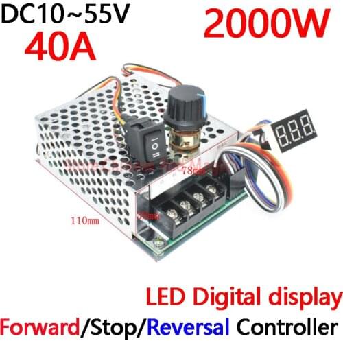 2000W High Power 40A DC Motor Controller DC 10V 12V 24V 36V 48V 55V Motor Drive Speed adjustment/Dimming /Power regulation