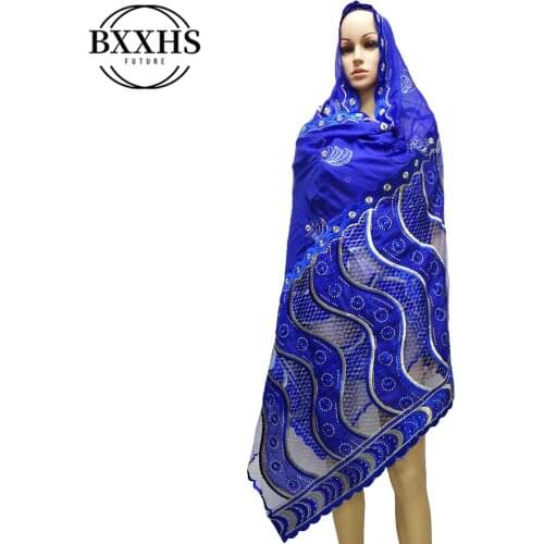 2020 New African Scarfs for Muslim Lady Cotton splicing net Embroidery Design High Qaulity Scarf for pray scarf LH136