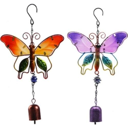 60% Hot Sale Glass Butterfly Bell Clock Pendant Wind Chime Tube Home Garden Door Wall Decor