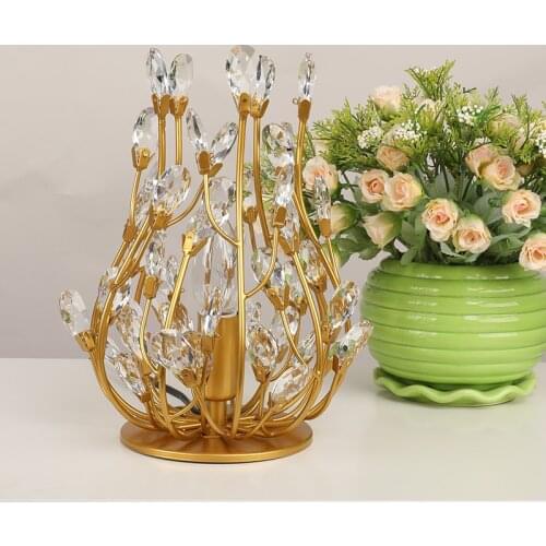 American retro crystal table lamp luxury bedroom bedside lamp warm study mini table lamp