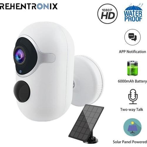 Outdoor Solar Security Camera 1080P HD WiFi Battery IP Camera Wireless Rechargeable Battery Powered Camera AP Mode Cloud Storage