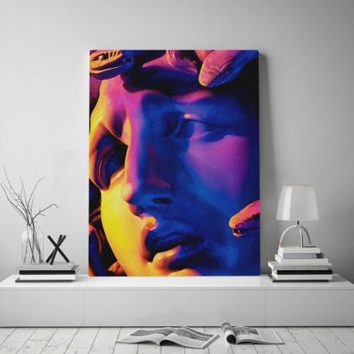 Home Decorative Medusa Sculpture Canvas HD Prints Psychedelic Paintings Aesthetic Modular Pictures Wall Artwork Poster Framed