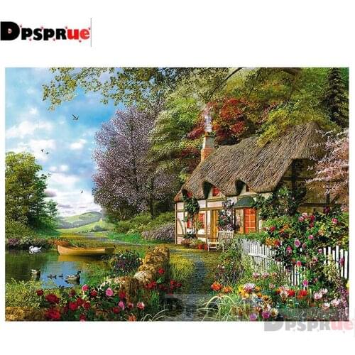 Dpsprue Full Square/Round Diamond Painting Kit Cross Stitch Wild small courtyard Diamond 3D Embroidery DIY 5D Moasic Gift DP505