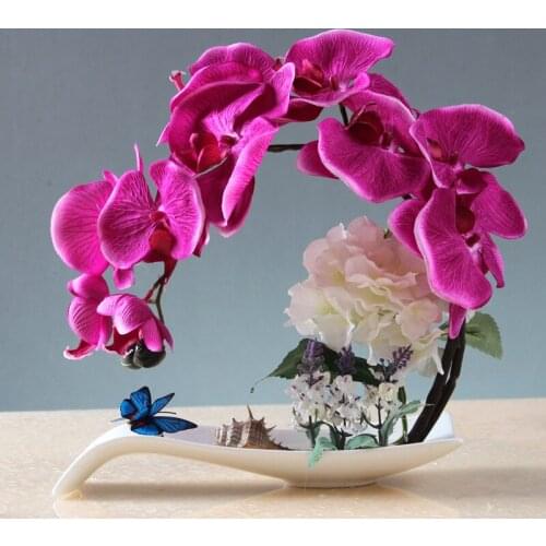 Potted Artificial Flower Phalaenopsis European Simulation Flower Suit Living Room Table Bonsai Ornaments Home Decore