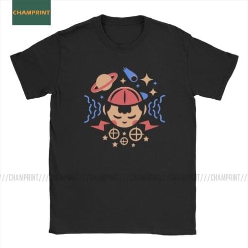 Men PSI Power Earthbound T Shirts Mother RPG Ness Lucas Giygas Video Game Cotton Short Sleeve Tee Shirt Graphic Printed T-Shirts