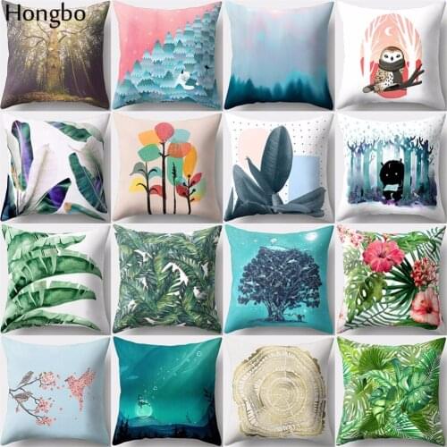 Hongbo 1 Pcs Tropical Rain Forest Flowers Leaves Pillowcase Home Textile Cushion Cover for Sofa Home Decor