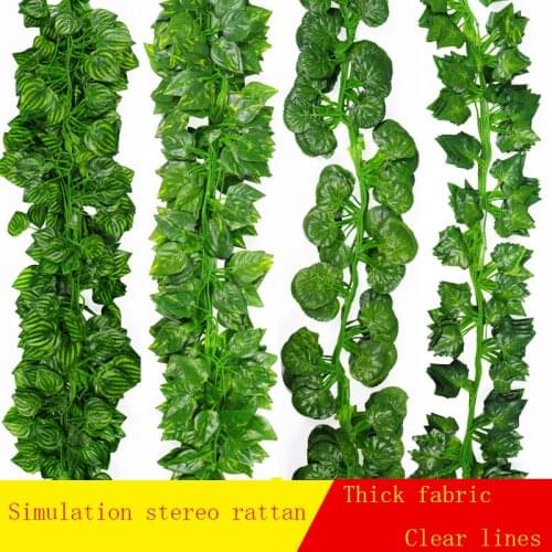 2.4M Artificial Ivy green Leaf Garland Plants Vine Fake Foliage Flowers Home Decor Plastic Artificial Flower Rattan string