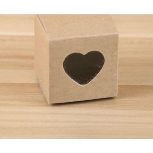 20/50pcs Square Kraft Paper Box with Window Chocolate Candy Boxes Transparent Heart Shape PVC Window Cupcake Boxes Wedding Party