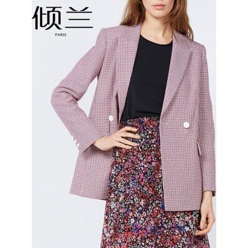 Patads French light luxury short coat spring and summer thousand bird grid color matching commuter slim suit