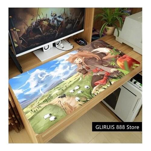 Anime Spice and Wolf Holo Lawrence Mouse Pad Thicken Desk Keyboard Pad Gaming Mice Mat Anti-Slip Playmat Cosplay Holiday Gift
