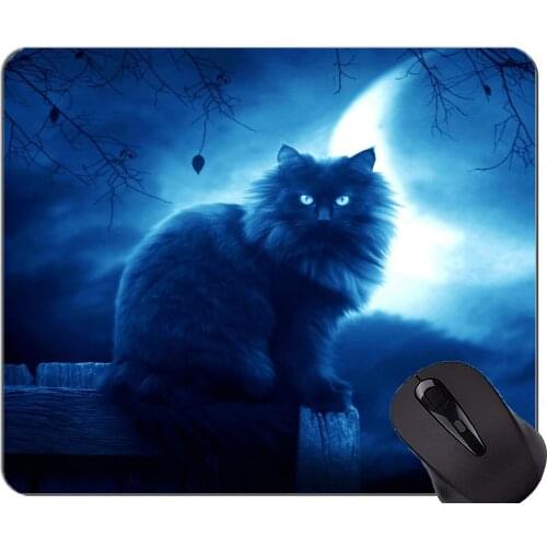 Mouse Pad with Stitched Edge,Animal cat art blue Home Office Computer Accessories Mousepads
