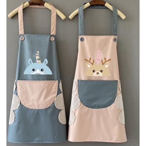 1Pcs Kitchen Wipeable Waterproof Oil-Proof Cartoon Wreath Rabbit Kitchen Nail Shop Apron For Women Baking Accessories