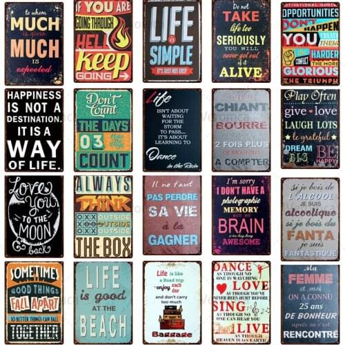 Life Is Simple Metal Art Posters Funny Word Vintage Tin Signs Bar Pub Home Wall Decor Aphorisms Plaque