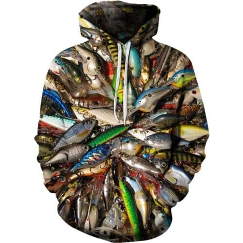 Fishing Clothing 3D Printing Bass Trout Lure Fishing Jacket Clothes Hooded with Hat Men Winter Autumn Breathable Sport Wear