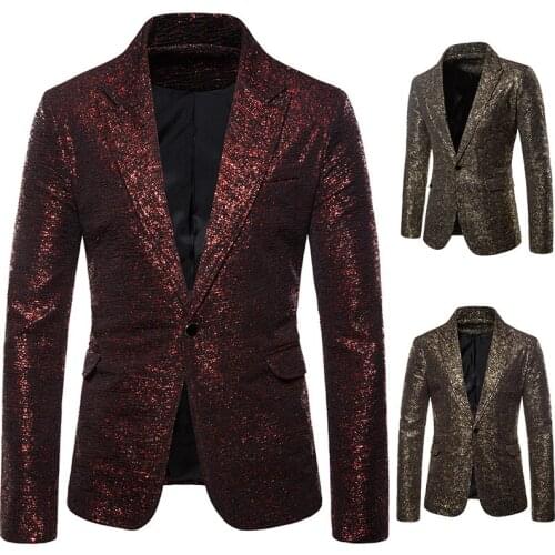 2020 Latest Burgundy Shiny Mens Blazers Slim fit Graduation Party Prom Jackets for Men Night Club Stage Suit Tops Dress Tuxedo