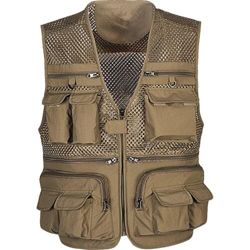 Men Tactical Vest Webbed Gear Coat Summer Photographer Waistcoat Male Tool Many Pocket Mesh Work Sleeveless Jacket Plus Size 5XL