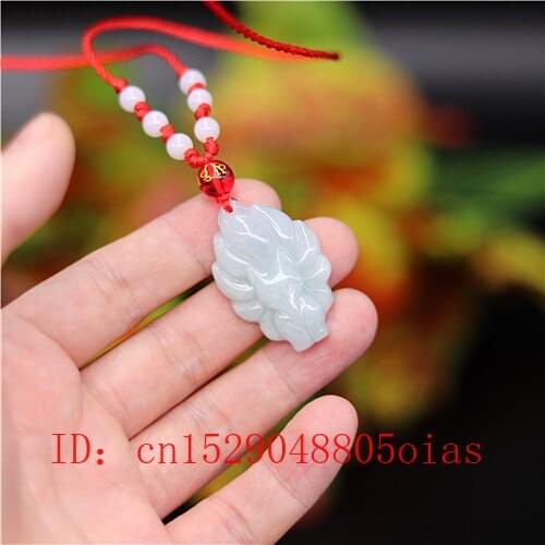 Natural White Green Jade Nine-tailed Fox Pendant Jadeite Emerald Necklace Charm Jewellery Carved Amulet Fashion Gifts for Women