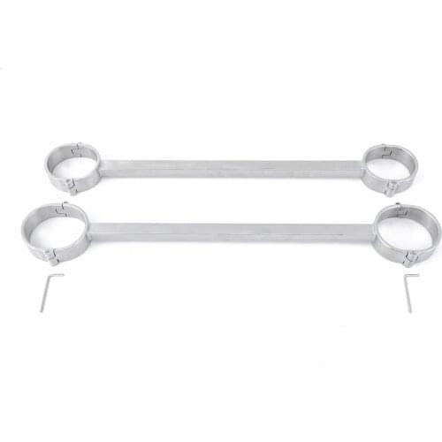 Newest Screw Lock Stainless Steel Bondage Yoke Pillory Handcuffs Wrist Cuffs Anklet Fetters Slave Restraints Cangue Adult Sex To