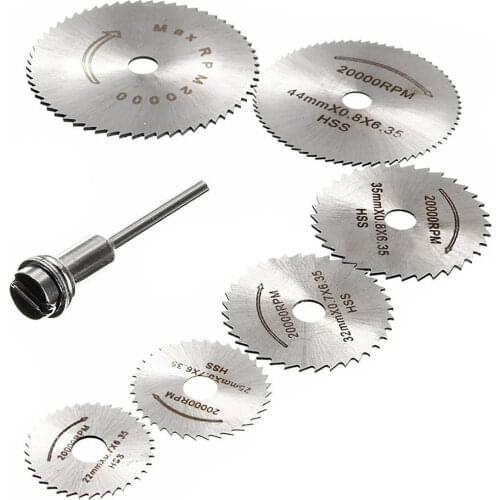 New 7x HSS Circular Wood Cutting Saw Blade Discs Mandrel Mini Drill For Rotary Tool