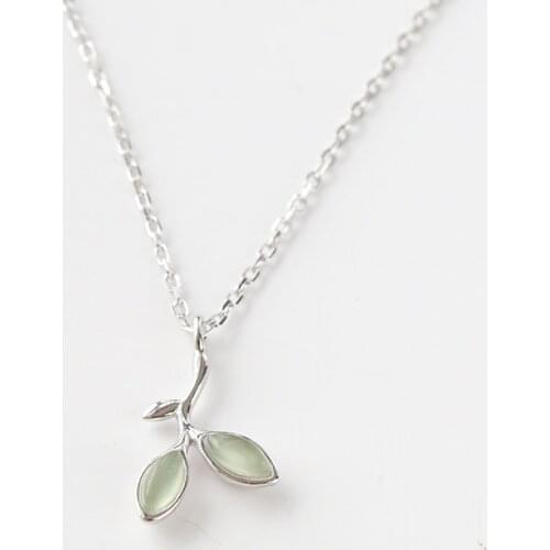 New Arrivals 925 Sterling Silver Green leaves Necklaces & Pendants For Women Hot Fashion sterling-silver-jewelry