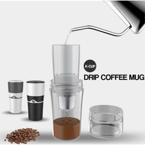 Manual Portable Drip Coffee Maker Travel Mug Compatible with Refillable K-Cup Travel Camping Hot and Cold